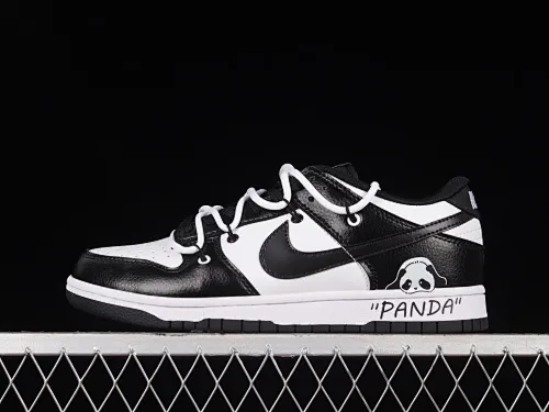 All Categories Nk SB Dunk Series Nk SB Dunk Low Low-top sneakers Nk Dunk Low "Black" Panda style Customized version of deconstructed shoelace graffiti low-top sneakers DD1391-100